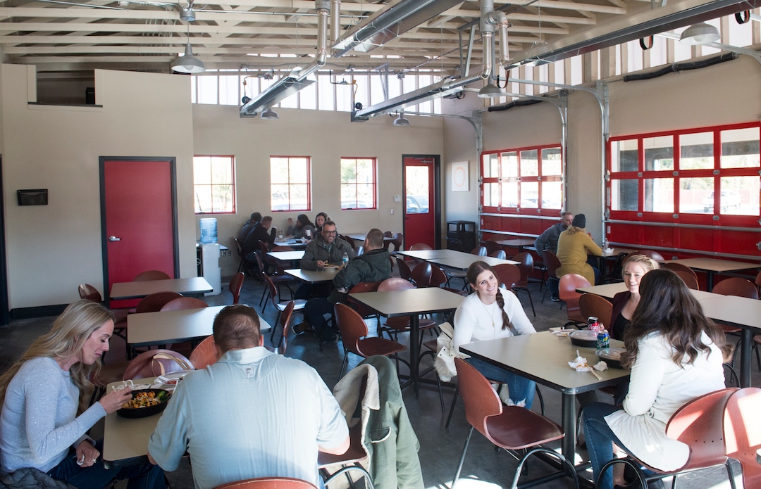 (Rick Egan  |  The Salt Lake Tribune)       The Hub Food Truck Park in South Jordan, where food trucks park outside, but guests can eat inside, Monday, Nov. 12, 2018.