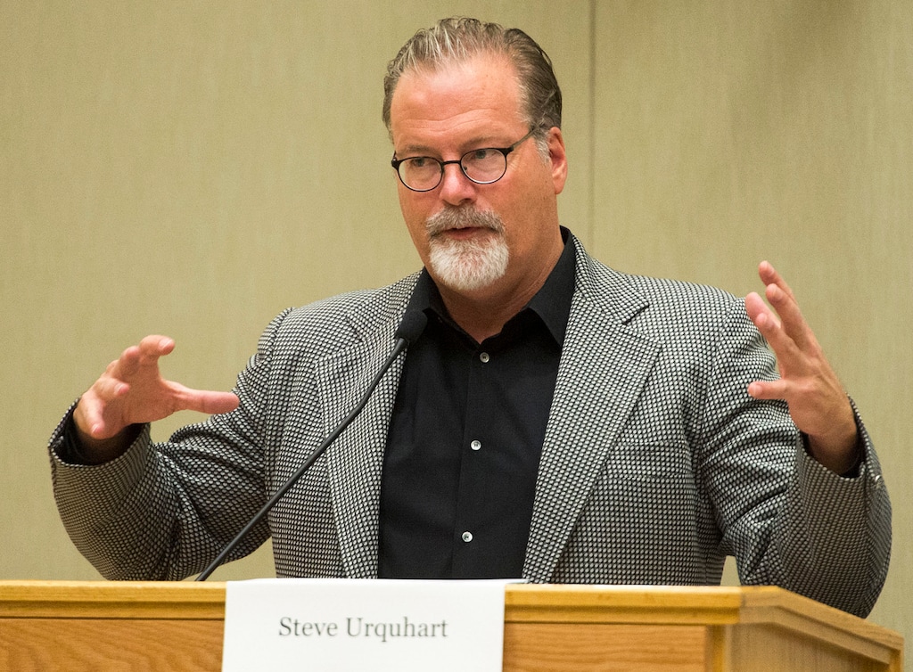 Rick Egan  |  The Salt Lake TribuneSteve Urquhart moderates a panel of state and community leaders as they discussed issues surrounding homelessness in Salt Lake County at Salt Lake Community College South City Campus, Monday, February 13, 2017.