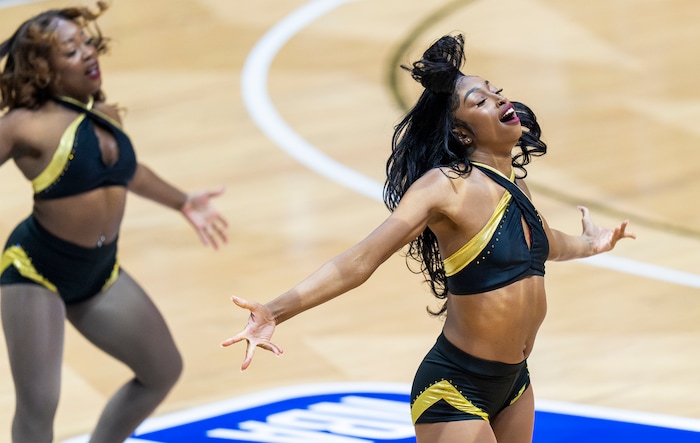 (Rick Egan | The Salt Lake Tribune) The Orchesis dancers perform during a break in action at the HBCU game between the Grambling State Tigers and the Southern University Jaguars at the Jon M. Huntsman Center on Saturday, Feb. 18, 2023.