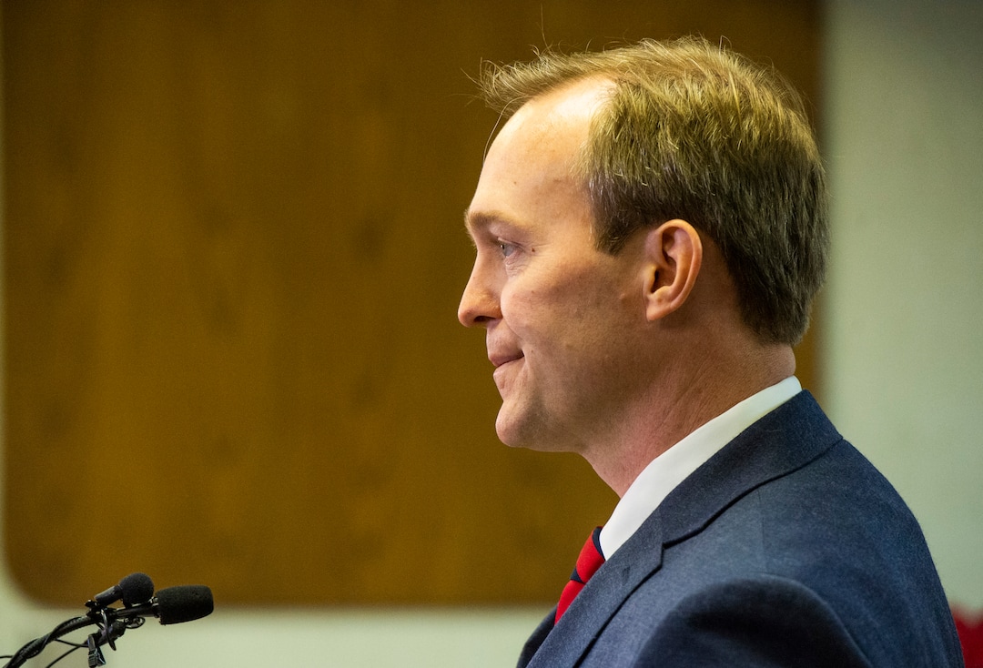 (Rick Egan  |  The Salt Lake Tribune)  Ben McAdams announces during news conference at Murray City Hall, Monday, Dec. 16, 2019, that he will vote yes on the House impeachment vote.
