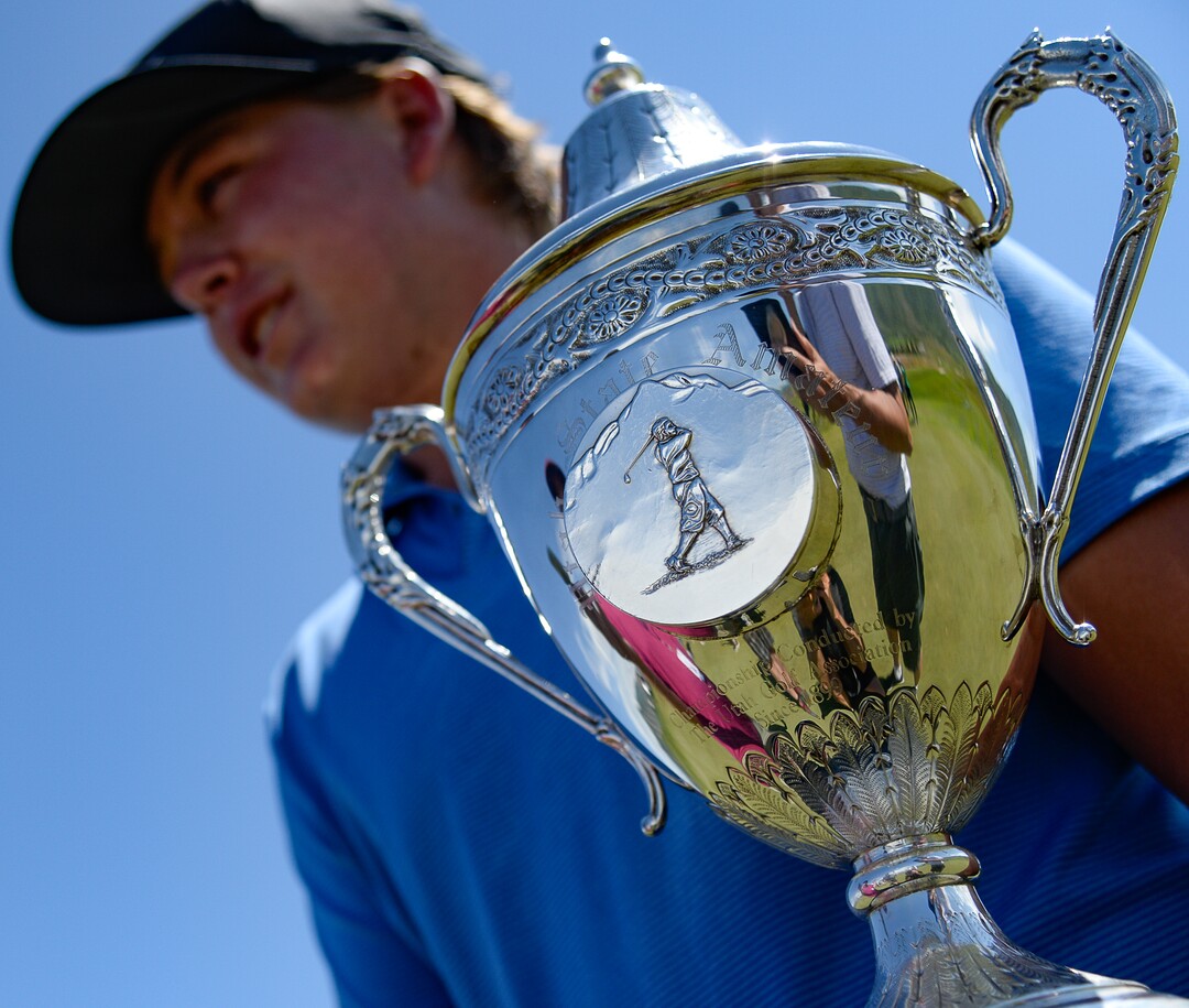 (Francisco Kjolseth  |  The Salt Lake Tribune)  Preston Summerhays, 16, repeats as State Amateur golf champion at Soldier Hollow Golf Course on Saturday, July 13, 2019, beating Chase Lansford 7 and 6 in the final championship match.