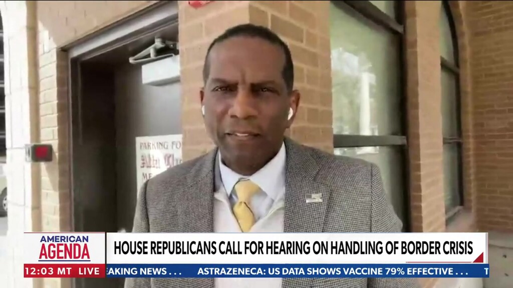 (Screengrab via Newsmax/Grabien) Utah Rep. Burgess Owens is accusing President Joe Biden of intentionally causing the migrant crisis at the southern border.