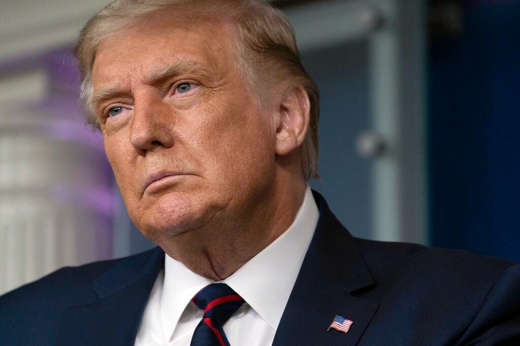 (Alex Brandon | AP file photo)  President Donald Trump speaks at a media briefing in the James Brady Briefing Room of the White House, Sunday, Aug. 23, 2020, in Washington.