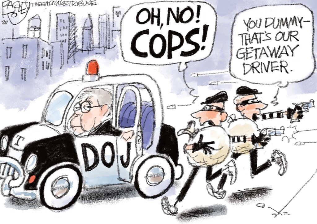 (Pat Bagley | The Salt Lake Tribune) This cartoon, titled "Criminal Accomplice" appears in The Salt Lake Tribune on Thursday, June 25, 2020.