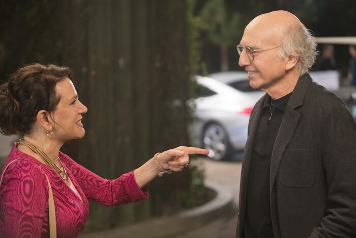 (Photo: John P. Johnson/HBO) Susie Essman and Larry David in the upcoming ninth season of “Curb Your Enthusiasm.”