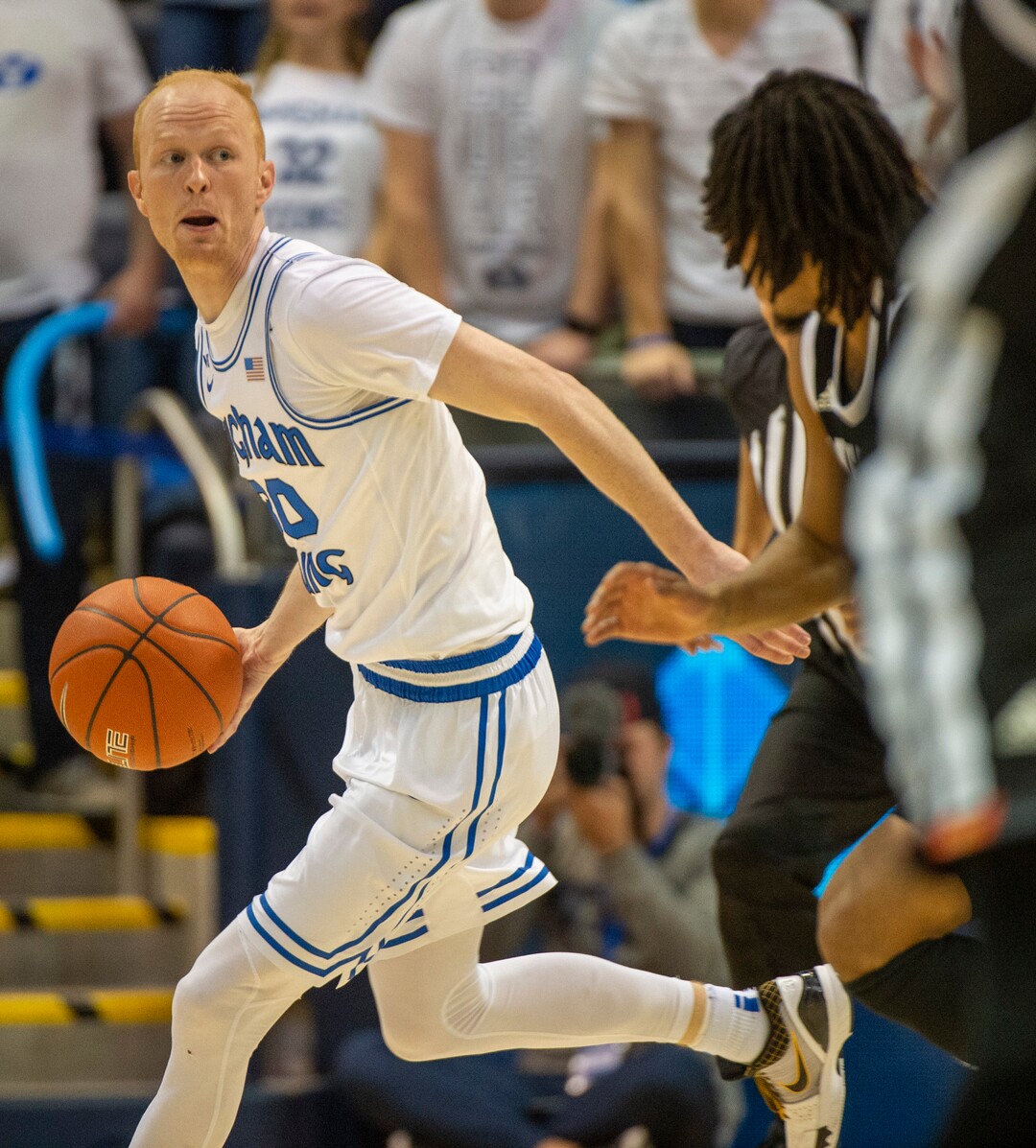 (Rick Egan  |  The Salt Lake Tribune)        Brigham Young guard TJ Haws (30) runs the offense for the Cougars, in basketball action between the Brigham Young Cougars and the Nevada Wolf Pack, at the Marriott Center, in Provo, Saturday, December 10, 2019.