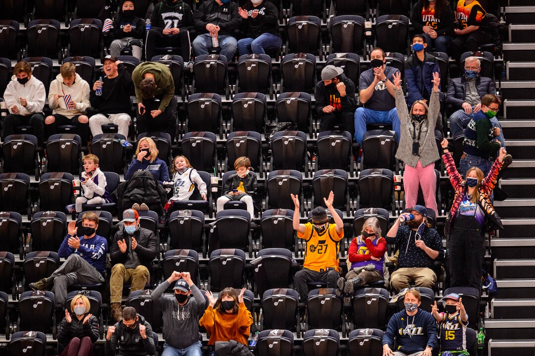 (Trent Nelson  |  The Salt Lake Tribune) A limited number of fans watch the Utah Jazz host the Minnesota Timberwolves, NBA basketball at Vivint Smart Home Arena in Salt Lake City on Saturday, Dec. 26, 2020.