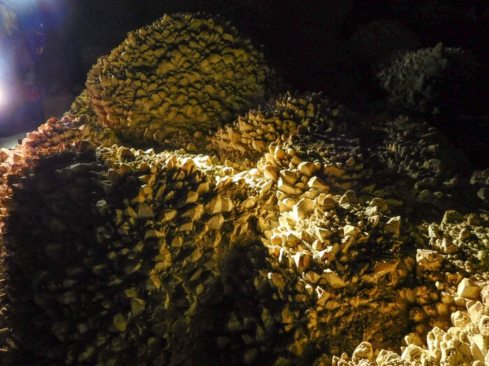 Erin Alberty  |  The Salt Lake TribuneVisitors walk past calcite formations known as "cowboy crystals" in Crystal Ball Cave during a tour Feb. 20, 2017 in Gandy, Utah.
