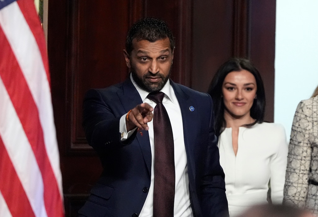 (Mark Schiefelbein | AP) Kash Patel, left, arrives for a swearing-in ceremony as FBI director, joined by Alexis Wilkins, at right, Friday, Feb. 21, 2025, in Washington.