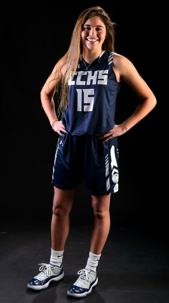 (Steve Griffin  |  The Salt Lake Tribune)  Prep basketball Emma Calvert, Fremont, in the Salt Lake Tribune studio in Salt Lake City Tuesday April 10, 2018.