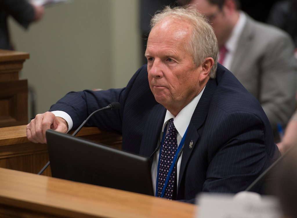 Steve Griffin / The Salt Lake Tribune
Rep. Mike Noel, R-Kanab, present HB99 to members of the House Judiciary Standing Committee in the House Building Room 20 on Capitol Hill in Salt Lake City Wednesday February 1, 2017. HB99 clarifies polygamy is a felony in Utah.