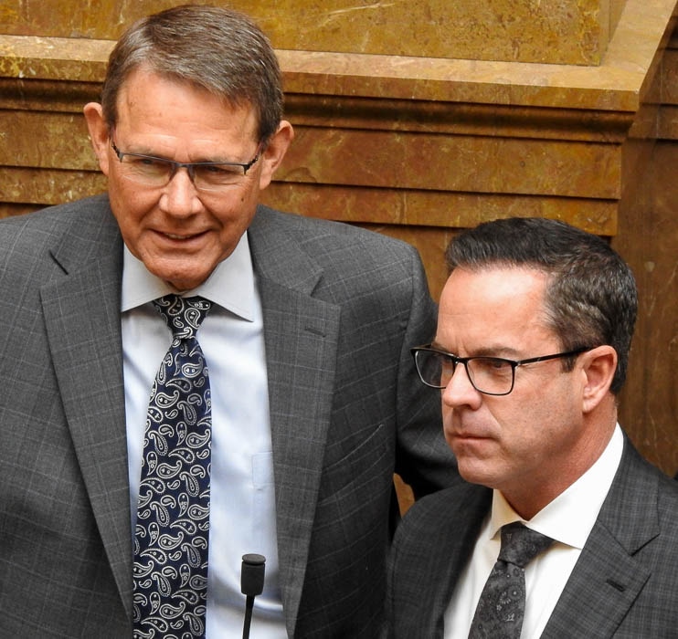 (Trent Nelson |  Tribune)  Rep. Bradley G. Last and Rep. Brad R. Wilson, R-Kaysville, on Tuesday January 30, 2018.