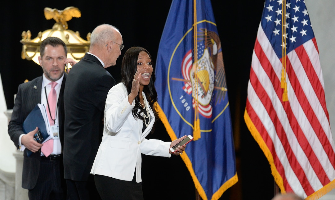 (Francisco Kjolseth  |  The Salt Lake Tribune)  Rep. Mia Love waves to visitors arriving at the Utah Capitol as U.S. President Donald Trump is scheduled to arrive on Monday, Dec. 4, 2017. President Trump will be joined by Sen. Orrin Hatch and Interior Secretary Ryan Zinke to sign a presidential proclamation to shrink Bears Ears and Grand Staircase-Escalante national monuments.
