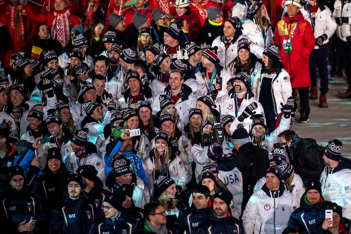 (Chris Detrick | The Salt Lake Tribune) Athletes from The United States of America are introduced during the PyeongChang 2018 Olympic Winter Games Closing Ceremony at Olympic Stadium Sunday, Feb. 25, 2018.