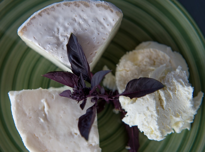 (Leah Hogsten  |  The Salt Lake Tribune) A plate of Mesa Farm goat cheese of pasteurized tomme, chvre and feta. Mesa Farm owner Randy Ramsley sells a variety of goats milk cheeses and yogurt at his farm's storefront on Highway 24, east of Capitol Reef and at Tony Caputo's in Salt Lake City. 