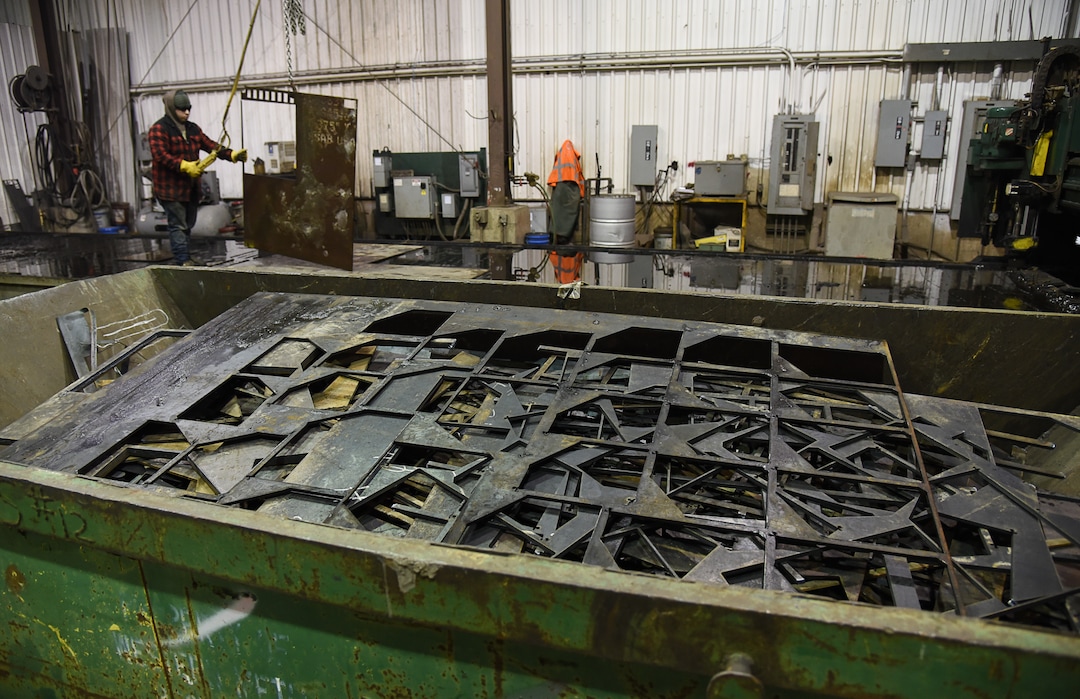 (Francisco Kjolseth  |  The Salt Lake Tribune)  A crew member prepares a piece of steel on a plasma cutting table at Structural Steel and Plate Fabrication in North Salt Lake on Friday, Dec. 28, 2018. Recent metal tariffs implemented by the Trump administration though a boom for steel producers has negatively impacted metal fabrication businesses creating numerous challenges. 