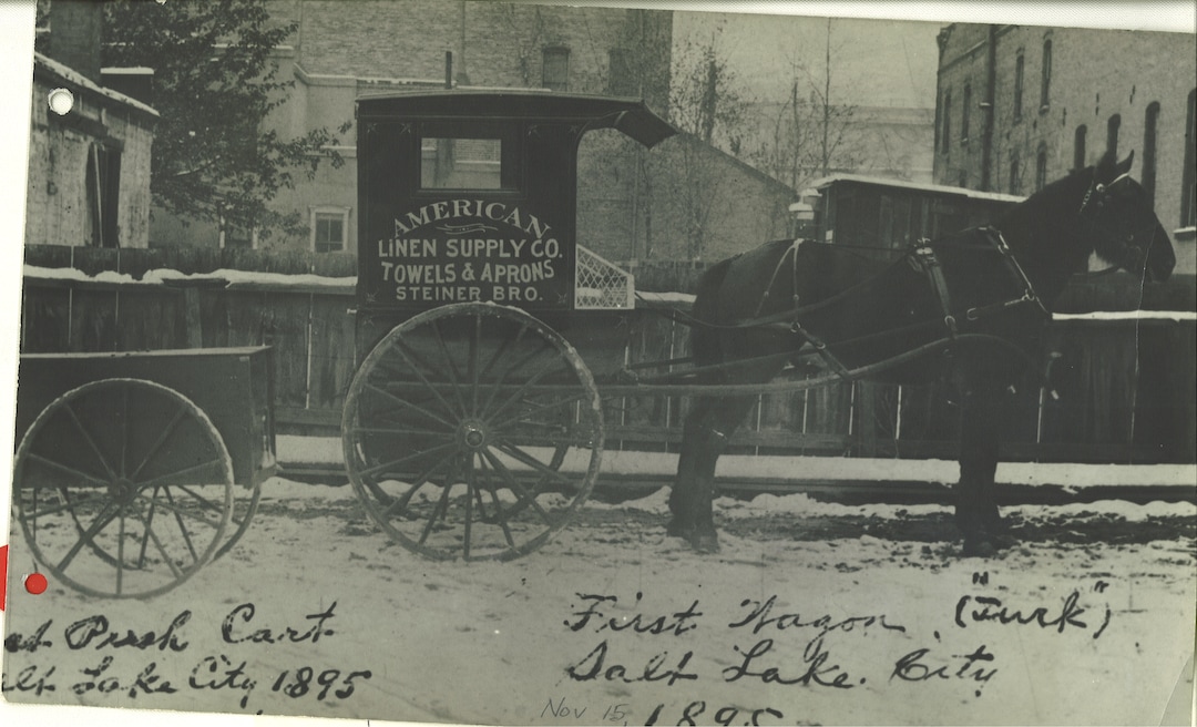 When Alsco was a start-up in 1895, deliveries of cleaned linens and towels were made in a wagon drawn by a horse named Turk. company lore has it that American Linen almost never got off the ground after the wagon tipped over one day, spilling its contents into the mud. But George Steiner fixed it quickly, work went on and now Alsco is 128 years old, in the fourth generation of Steiner family leadership, employs 17,000 and has 300,000 clients worldwide.
