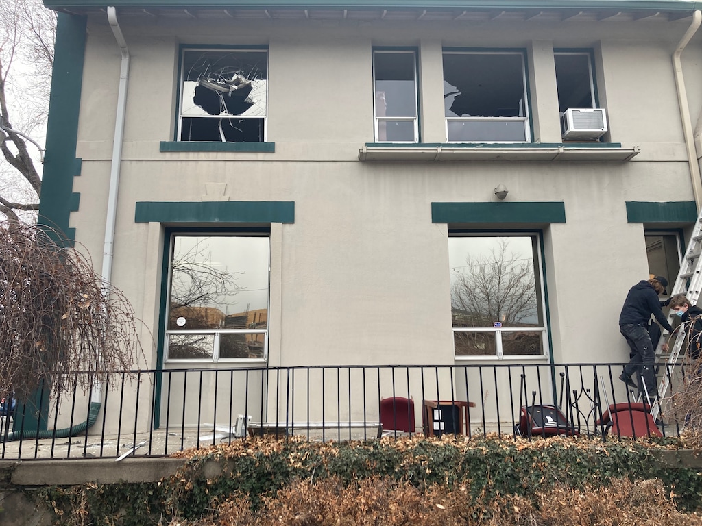 (Photo courtesy of the YWCA) A vandal broke windows at the YWCA's Salt Lake City building on Thursday, Jan. 28, 2021.