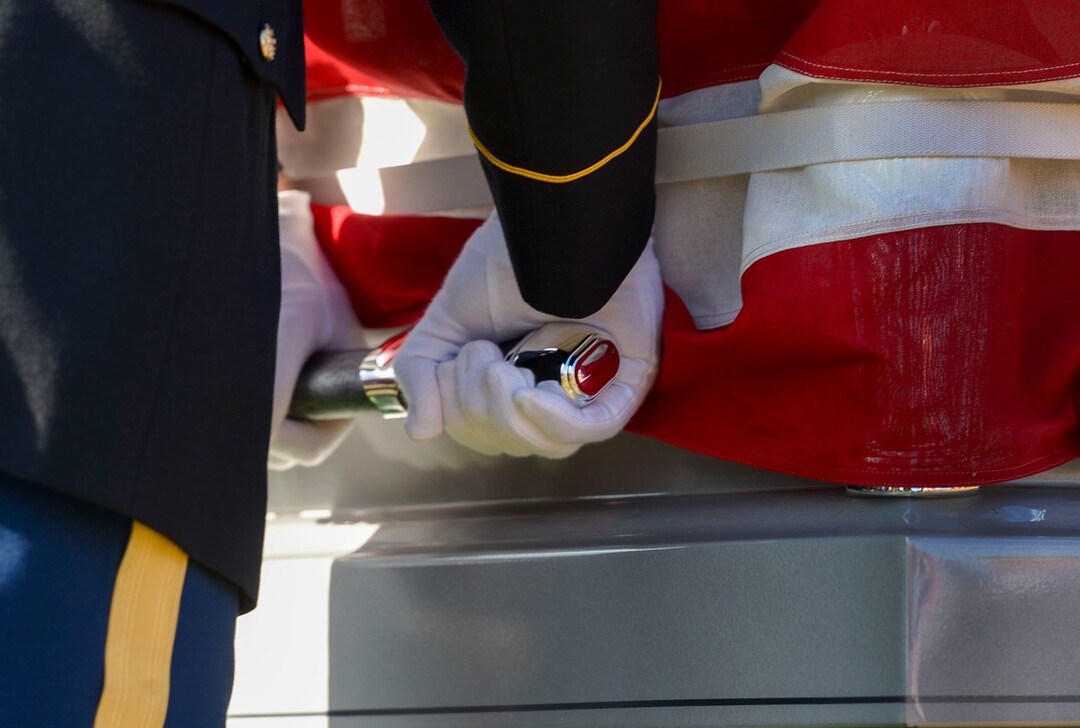 (Leah Hogsten  |  The Salt Lake Tribune)  World War II airman Max W. Lower is buried with full military honors and a military aircraft flyover on Saturday, November 23, 2019, the Lewiston City Cemetery, 77 years after he was deployed overseas. Lower, a radio operator on a B-24 Liberator bomber, was killed when the plane was shot down Aug. 1, 1943, over Ploiesti, Romania. The Lewiston native was 23.