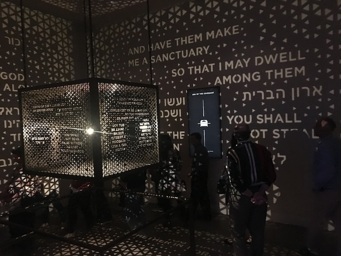 (Thomas Burr | The Salt Lake Tribune) Passages from the Hebrew Bible are projected on the walls of a room at the new Museum of the Bible in Washington, D.C.