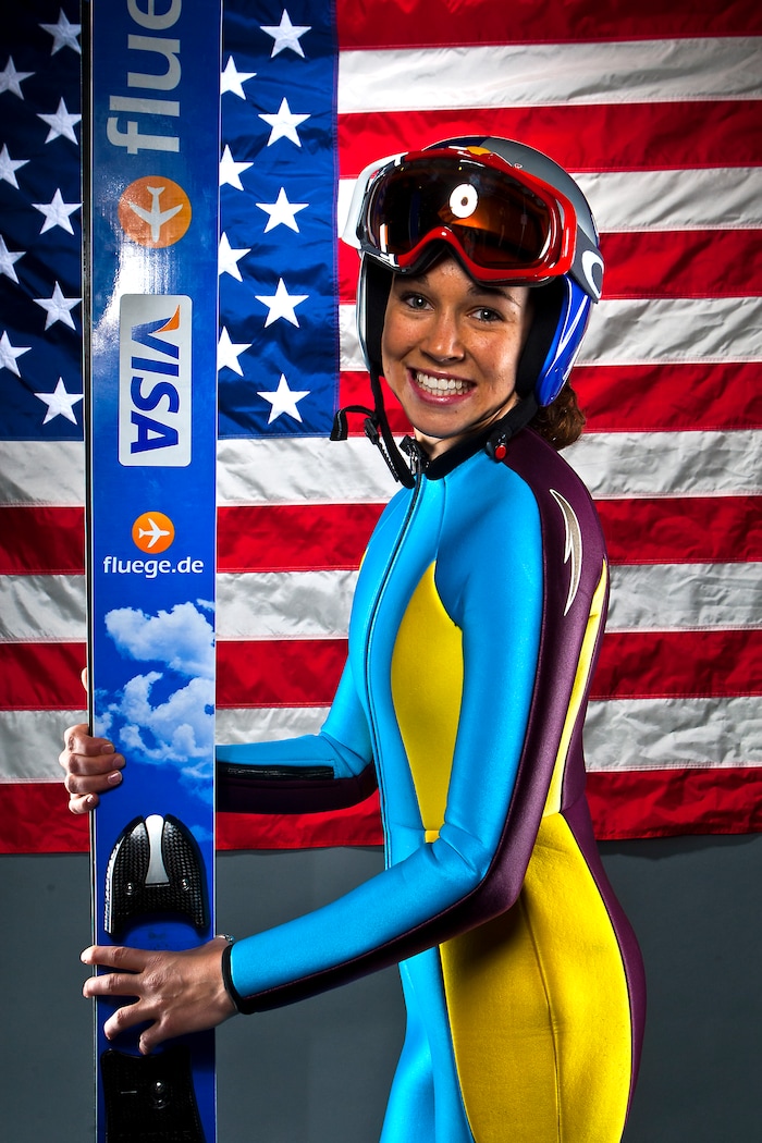 Chris Detrick  |  The Salt Lake Tribune
Ski jumping athlete Sarah Hendrickson poses for a portrait during the Team USA Media Summit at the Canyons Grand Summit Hotel Tuesday October 1, 2013. 