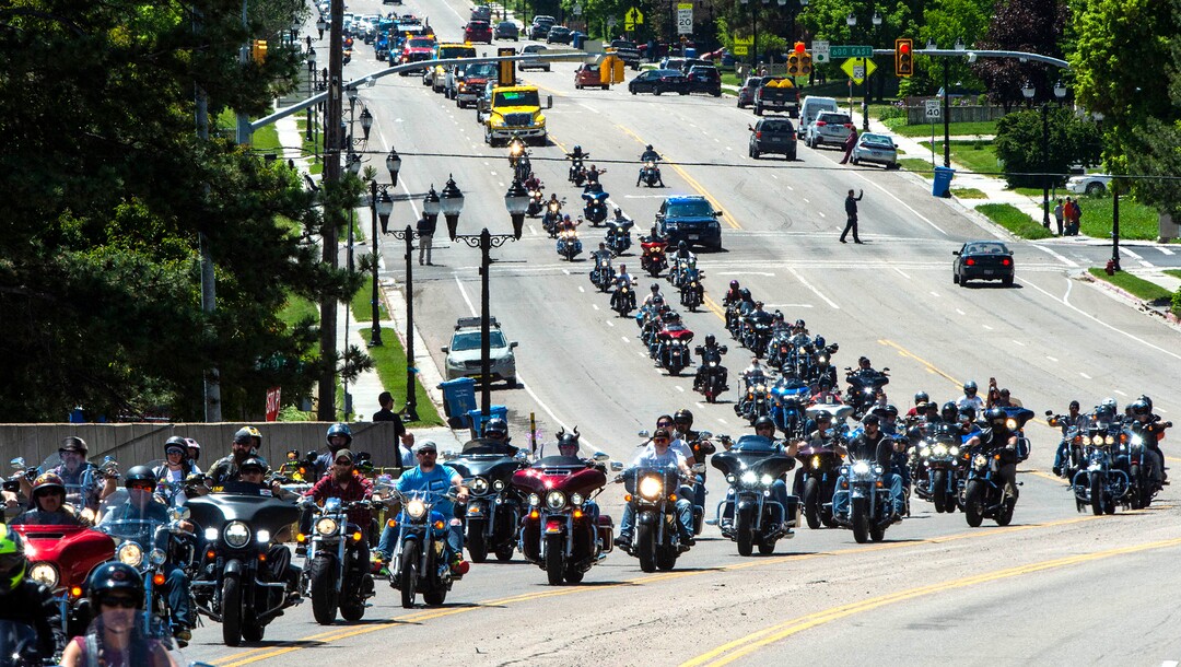 (Rick Egan  |  The Salt Lake Tribune)    motorcycles and tow trucks lead the funeral procession for five-year-old Elizabeth Shelley up highway 89 to the Logan Cemetery. Elizabeth was allegedly killed by her uncle in Logan last week. Tuesday, June 4, 2019.
