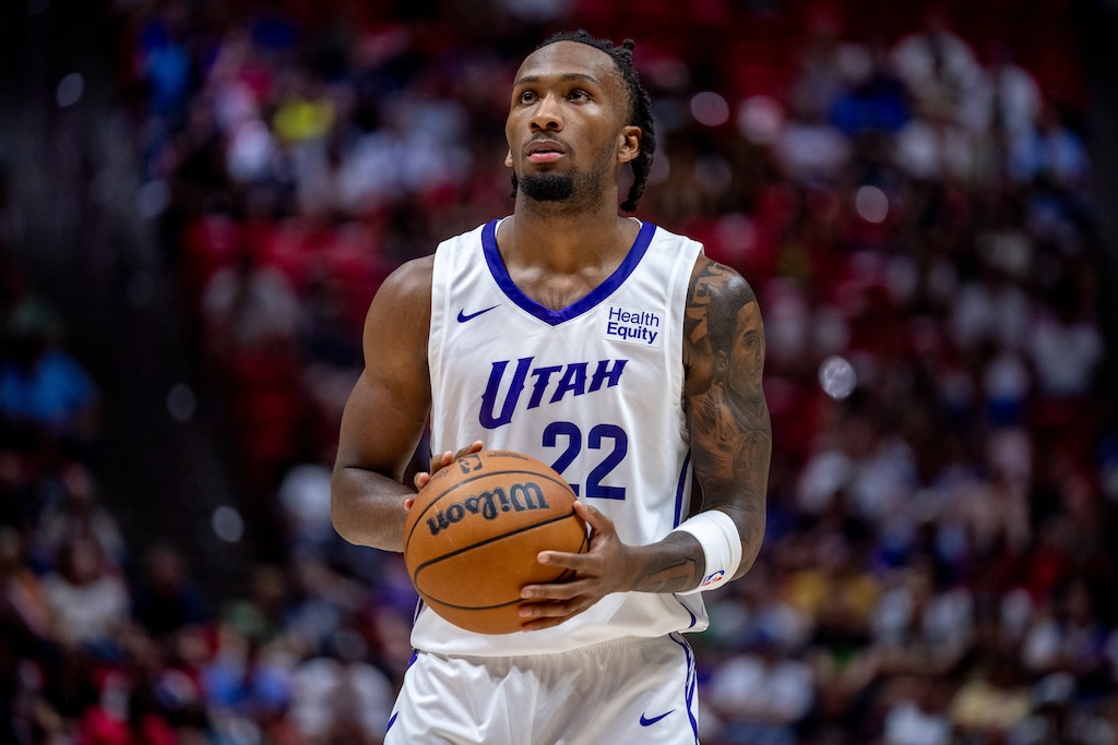 (Trent Nelson  |  The Salt Lake Tribune) Utah Jazz guard Darryn Peterson (22) as the Utah Jazz face the Atlanta Hawks in a Salt Lake City Summer Leauge basketball game on Tuesday, June 30, 2026