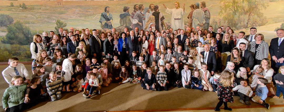(Trent Nelson | The Salt Lake Tribune)  Russell M. Nelson poses for a photo with members of his family following a news conference in the lobby of the Church Office Building in Salt Lake City, Tuesday January 16, 2018. Nelson was named the 17th president of the nearly 16 million-member Church of Jesus Christ of Latter-day Saints.