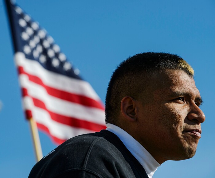 (Steve Griffin | The Salt Lake Tribune) Utah State Democratic Party secretary Cristobal Villegas, speaks during a rally at the State Capitol organized by the Utah League of Native American Voters in partnership with other area organizations in Salt Lake City, Monday January 15, 2018. The purpose of the rally was to demand that Utah elected leaders rebuke President Donald Trump after he called Haiti, El Salvador and African Nations "s---hole countries," Monday January 15, 2018.