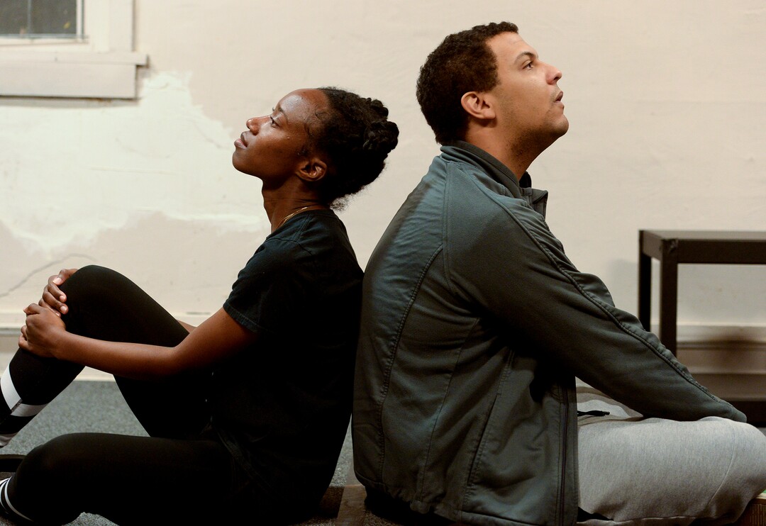 (Leah Hogsten | The Salt Lake Tribune)   Amanda Morris, left, as Amali and Bradley Hatch as Finn during rehearsals for Salt Lake Acting Company's upcoming production of "form of a girl unknown," an atypical coming-of-age dramedy by playwright Charly Evon Simpson, running Oct. 16 through Nov. 17, 2019.