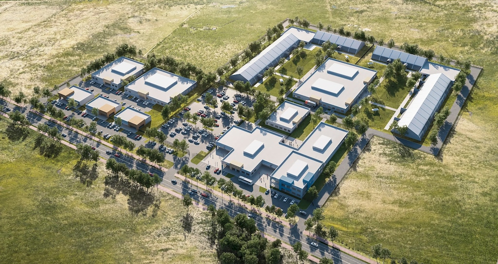 (Utah Office of Homeless Services via The New York Times) A conceptual rendering provided by the Utah Office of Homeless Services shows the design of a campus for homeless people on the outskirts of Salt Lake City. State lawmakers declined to back a Trump-inspired plan to move 1,300 homeless people to a campus on the edge of Salt Lake City, but supporters are trying to keep the planÕs spirit alive.