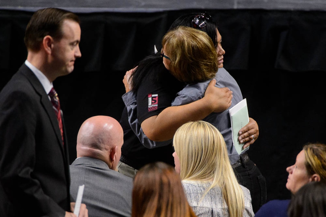 (Trent Nelson | The Salt Lake Tribune)  Funeral services for Jill Robinson, a West Valley City code-enforcement officer killed on the job last week. The service took place at the Maverik Center in West Valley City on Friday Aug. 17, 2018.
