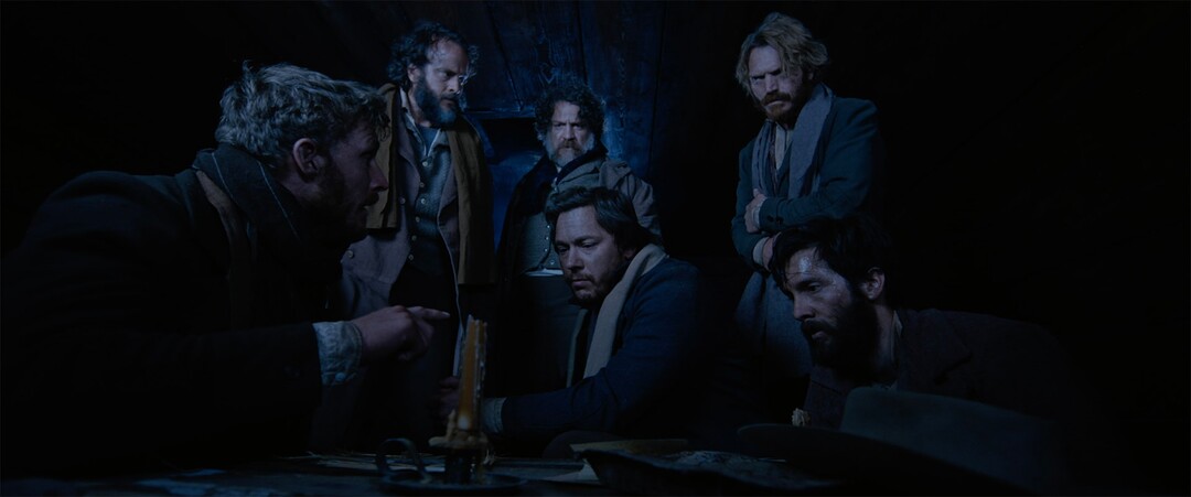 (Photo courtesy Samuel Goldwyn Films / Rockwell Film Group) Joseph Smith (Brandon Ray Olive, center front) talks to his fellow prisoners — from left, Alexander McRae (Danny James), Sidney Rigdon (Brock Robets), Caleb Baldwin (Adam Johnson), Hyrum Smith (Casey Elliott), and Lyman Wight (Morgan Gunter) — in the drama "Out of Liberty."