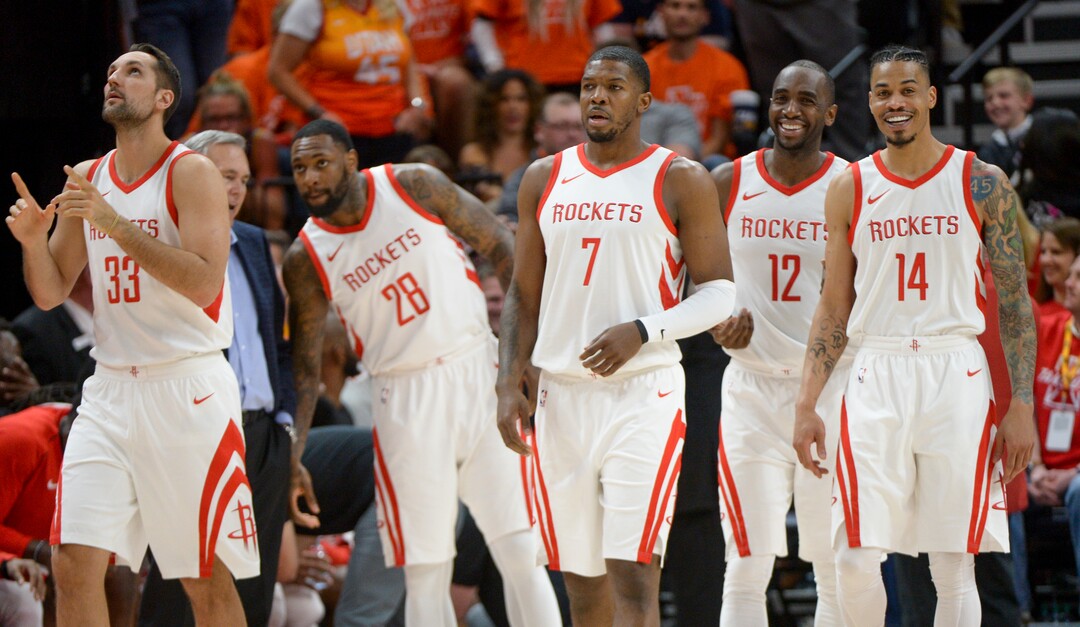 (Leah Hogsten  |  The Salt Lake Tribune)   The Houston Rockets defeated the Utah Jazz 113-92 in Game 3 of an NBA basketball second-round playoff series Friday, May 4, 2018 in Salt Lake City.