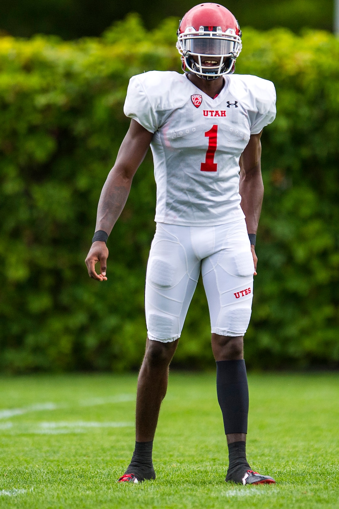 (Chris Detrick  |  The Salt Lake Tribune) Utah Utes quarterback Tyler Huntley (1) during practice Tuesday, August 22, 2017. 