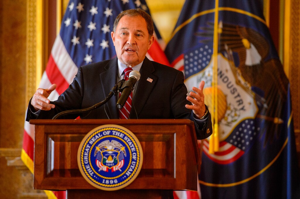 (Trent Nelson | The Salt Lake Tribune)  Gov. Gary Herbert speaks at a news conference in Salt Lake City on Wednesday, July 10, 2019.