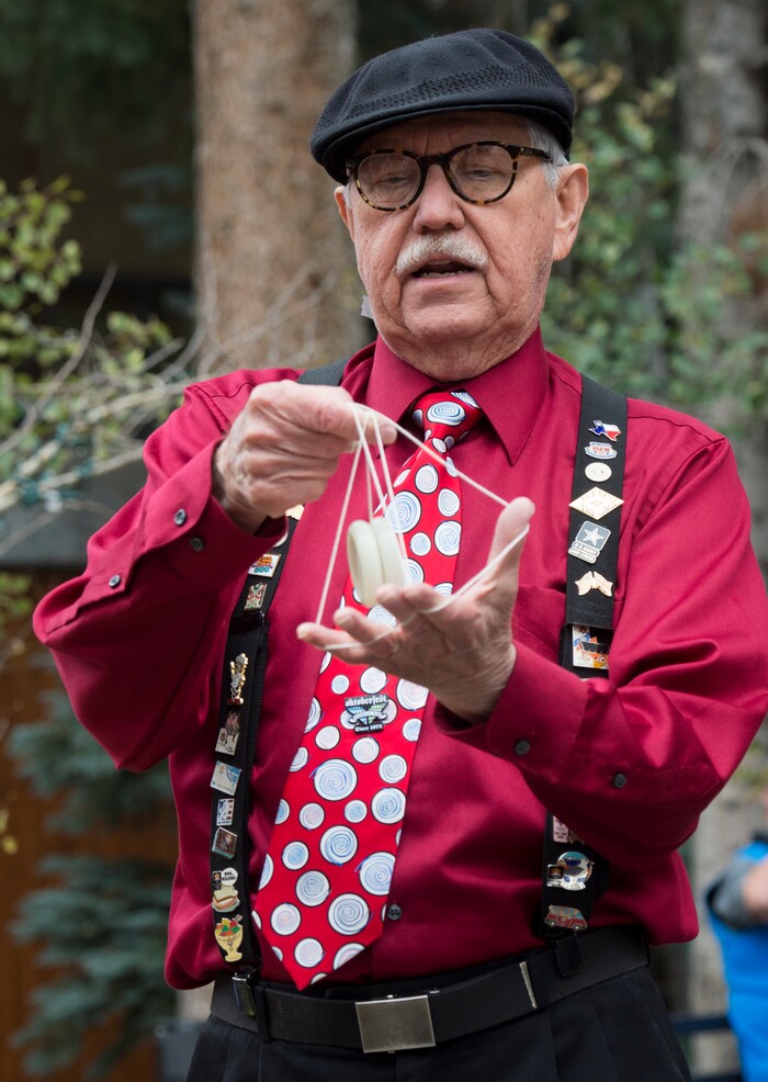 (Rick Egan  |  The Salt Lake Tribune)     Yo-Yo Man, Dale Myerberg does some tricks for the kids,during the Oktoberfest celebration at Snowbird. Sunday, Sept. 30, 2018.