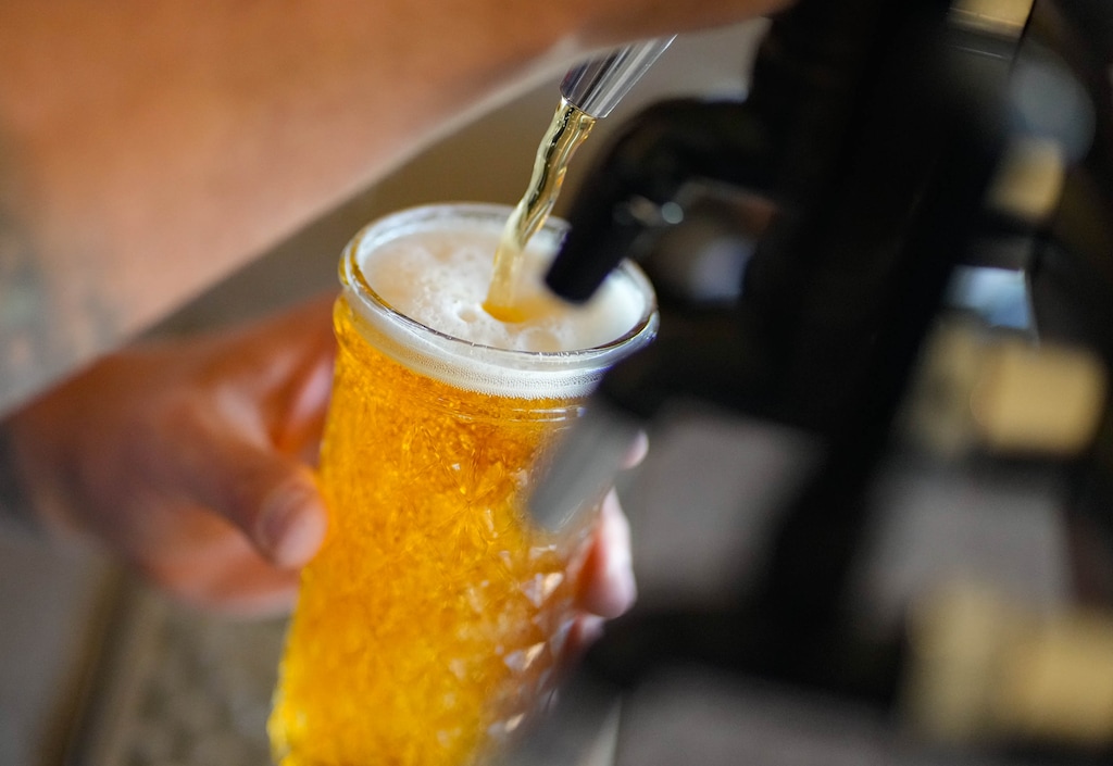 (Francisco Kjolseth  |  The Salt Lake Tribune) Greg Seufert pours a pint of blonde ale at Chappell Brewing in Salt Lake City on Wednesday, Nov. 15, 2023. Chappell Brewing will be serving pie for Pie and Beer Day on July 24, 2024.