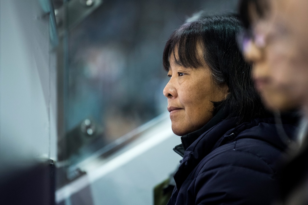 (Chris Detrick  |  The Salt Lake Tribune)  Hetty Wang watches as her son Nathan Chen competes in the Men Single Skating Free Skating at Gangneung Ice Arena during the Pyeongchang 2018 Winter Olympics Saturday, Feb. 17, 2018. Chen landed a record six quadruple jumps, scoring 215.08.