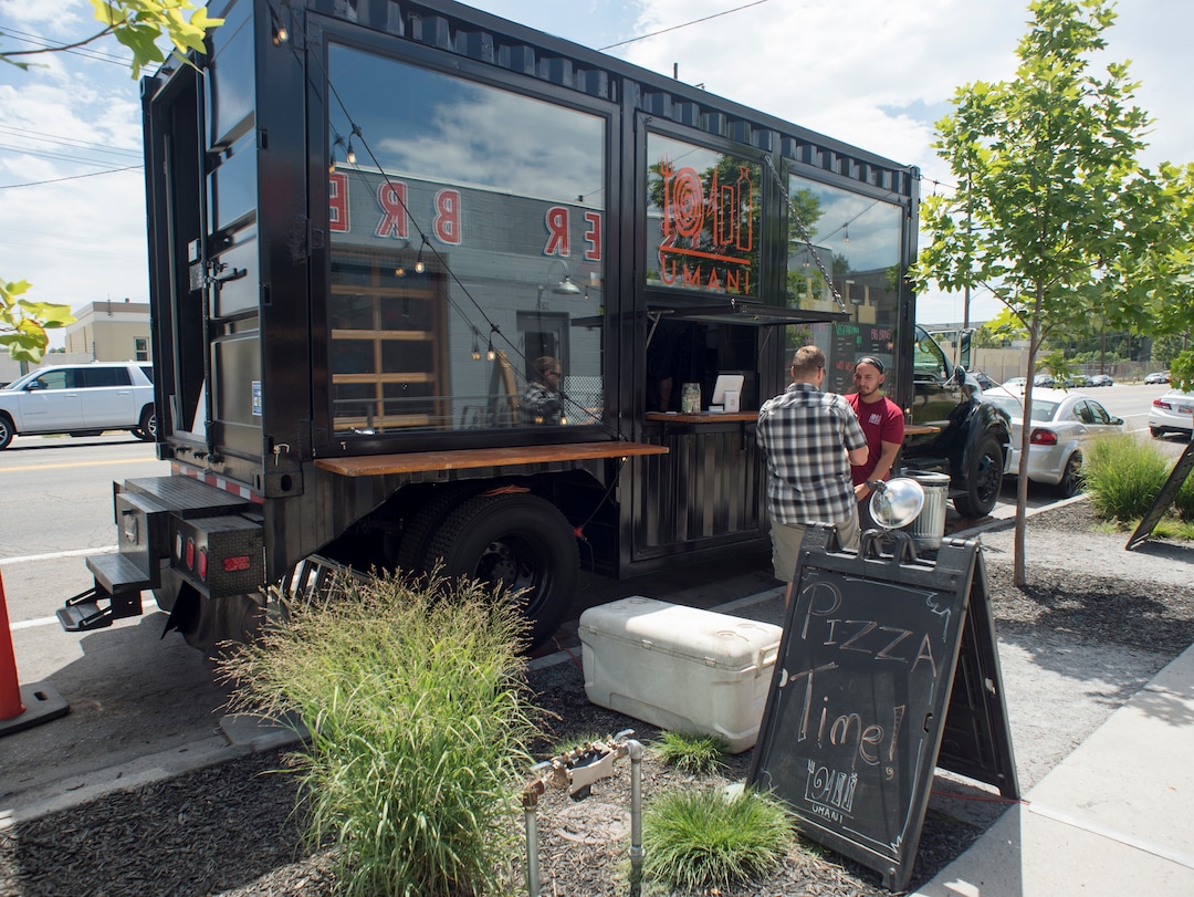 (Rick Egan  |  The Salt Lake Tribune)  The owner of Umani, a gourmet pizza truck, transformed a shipping container to carry around the 4,000-pound wood-fired oven.