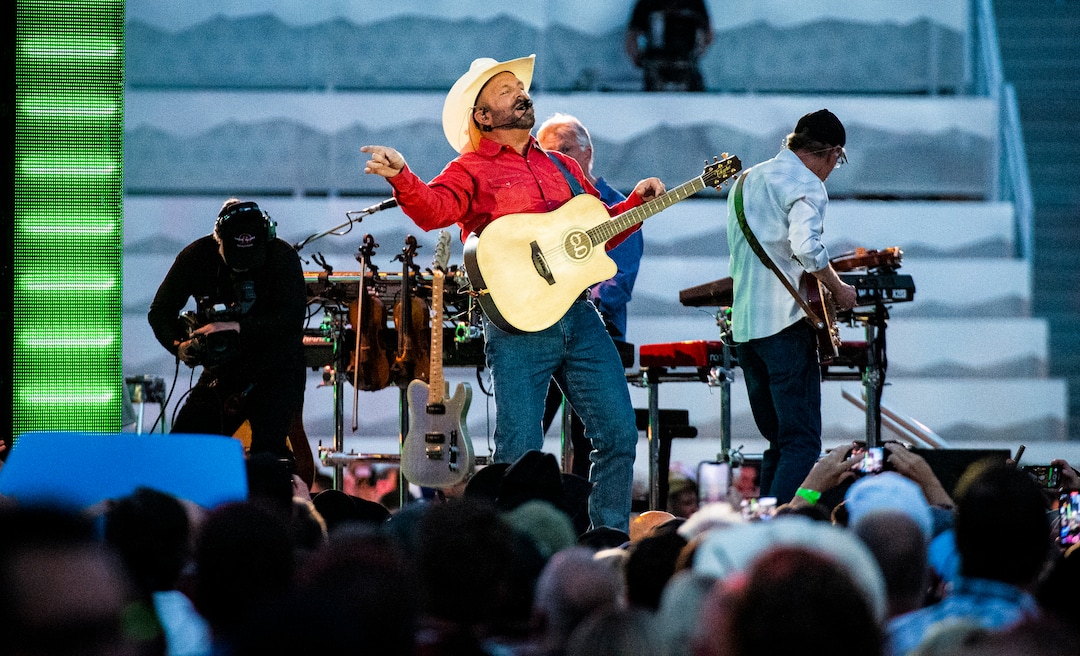 (Isaac Hale | Special to The Tribune) Garth Brooks performs with his band during a stop on their stadium tour held at Rice-Eccles Stadium in Salt Lake City on Saturday, July 17, 2021.