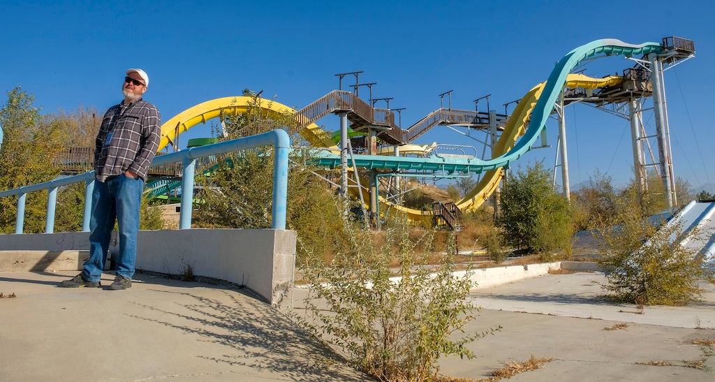(Leah Hogsten  |  The Salt Lake Tribune) JP Goates, Salt Lake City's captial asset manager, is shown at Raging Waters in 2020. The mayor has requested $3.2 million to revamp the 17-acre site, located in the Glendale neighborhood.