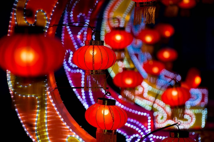 (Trent Nelson | The Salt Lake Tribune)  Dragon Lights SLC, opening March 23 at the Utah State Fairpark, includes 39 custom-built illuminated exhibits, traditional Chinese handicrafts, dance and acrobatic performances, and a variety of Chinese food and traditional fair food and beverages.