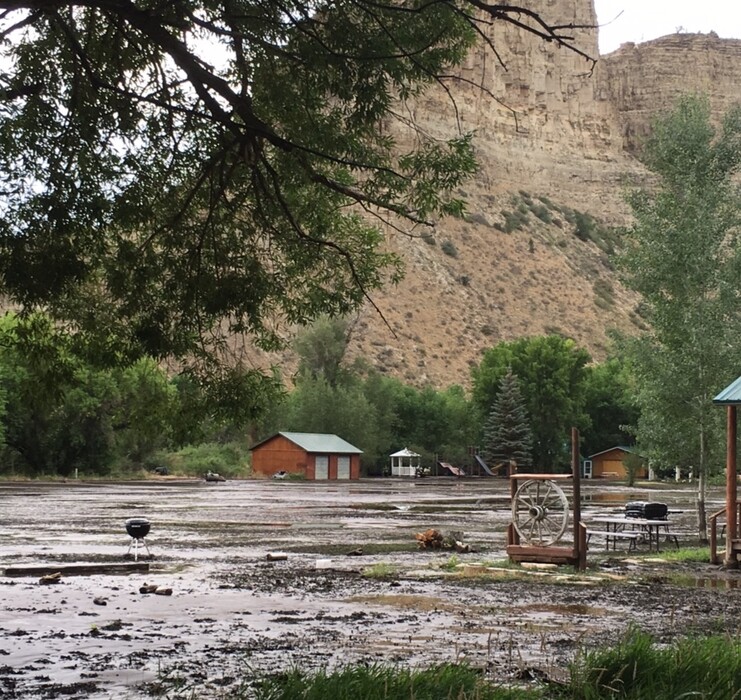 (photo courtesy of Duchesne County Sheriff David Boren) A burst of rain on Sunday, July 22, 2018 led to flash flooding on land burned by the Dollar Ridge Fire.