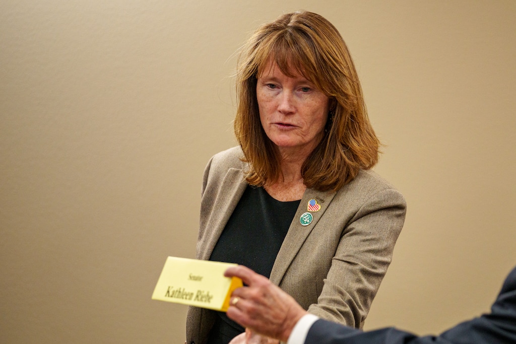 (Trent Nelson  |  The Salt Lake Tribune) Sen. Kathleen Riebe, D-Cottonwood Heights, on Thursday, Jan. 23, 2025. Riebe was the sole vote against the HB1, the base budget for higher education, which includes a $60 million reallocation for Utah's public universities and colleges.