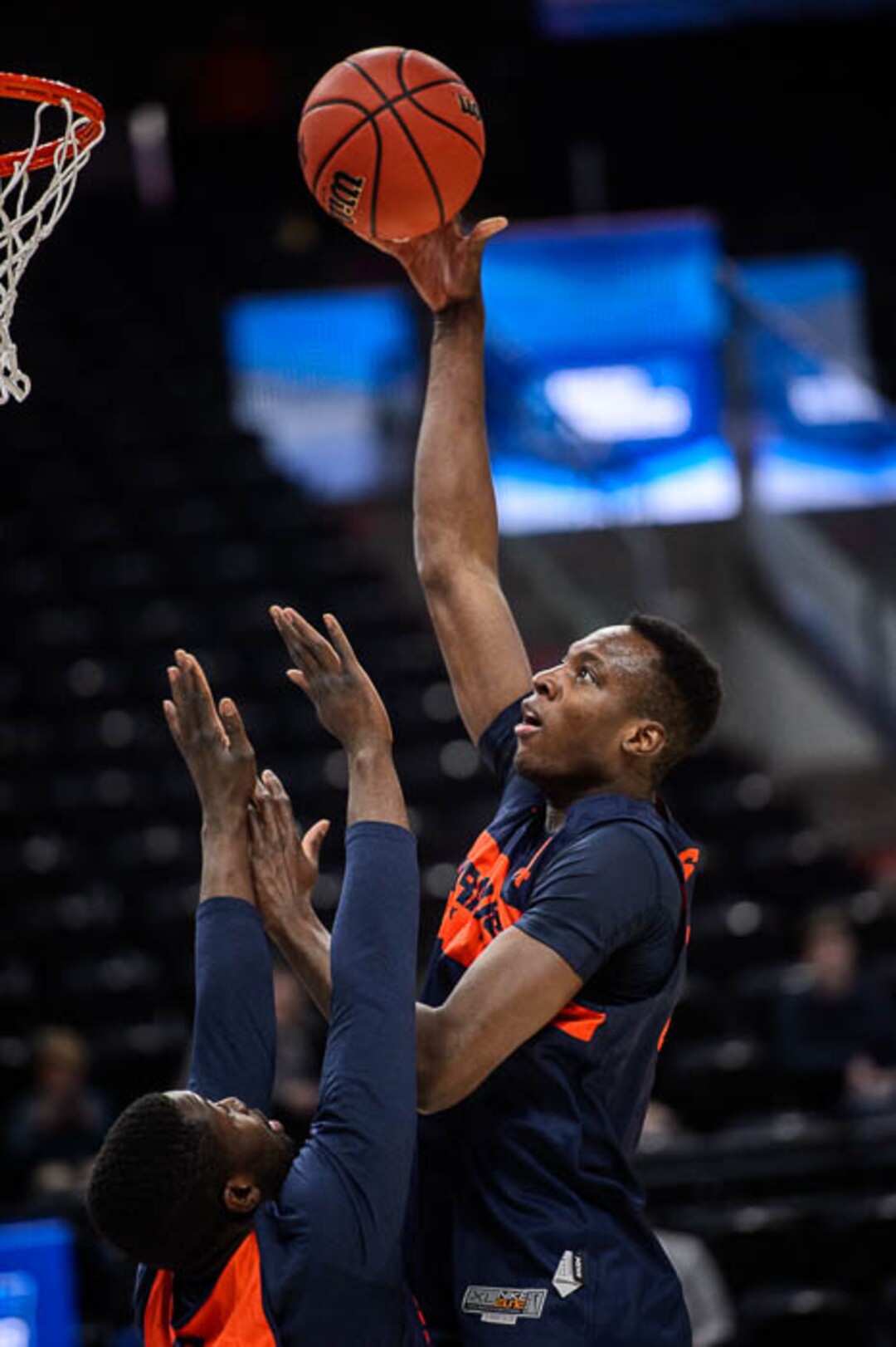 (Trent Nelson | The Salt Lake Tribune)  Syracuse Orange forward Bourama Sidibe (34) as Syracuse practices for the 2019 NCAA Tournament in Salt Lake City on Wednesday March 20, 2019.