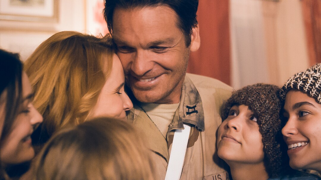 (Photo courtesy Pinnacle Peak Pictures) Mr. March (Bart Johnson, center) returns home from Afghanistan to his wife, Marmee (Lea Thompson), and his daughters — Meg (Melanie Stone), Amy (Elise Jones),  Beth (Allie Jennings), and Jo (Sarah Davenport), from left — in director Clare Niederpruem's modern-day adaptation of Louisa May Alcott's "Little Women."