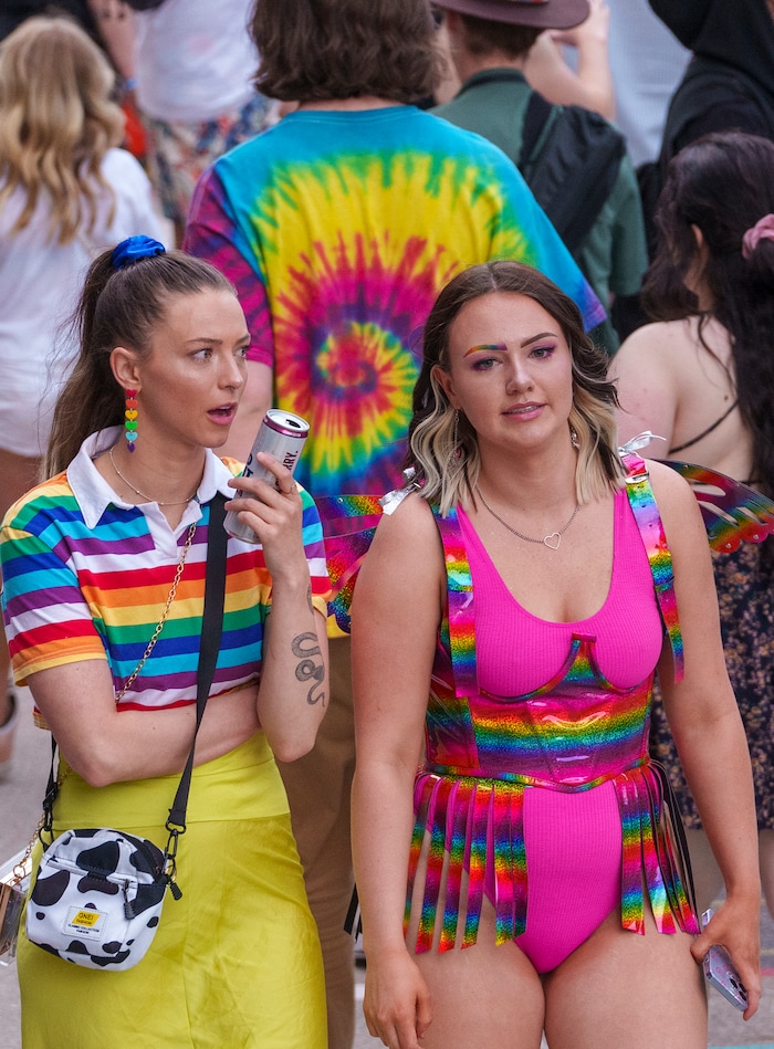(Leah Hogsten | The Salt Lake Tribune)  Pride festival revelers enjoy the Utah Pride Festival at Washington Square, Saturday, June 4, 2022. 