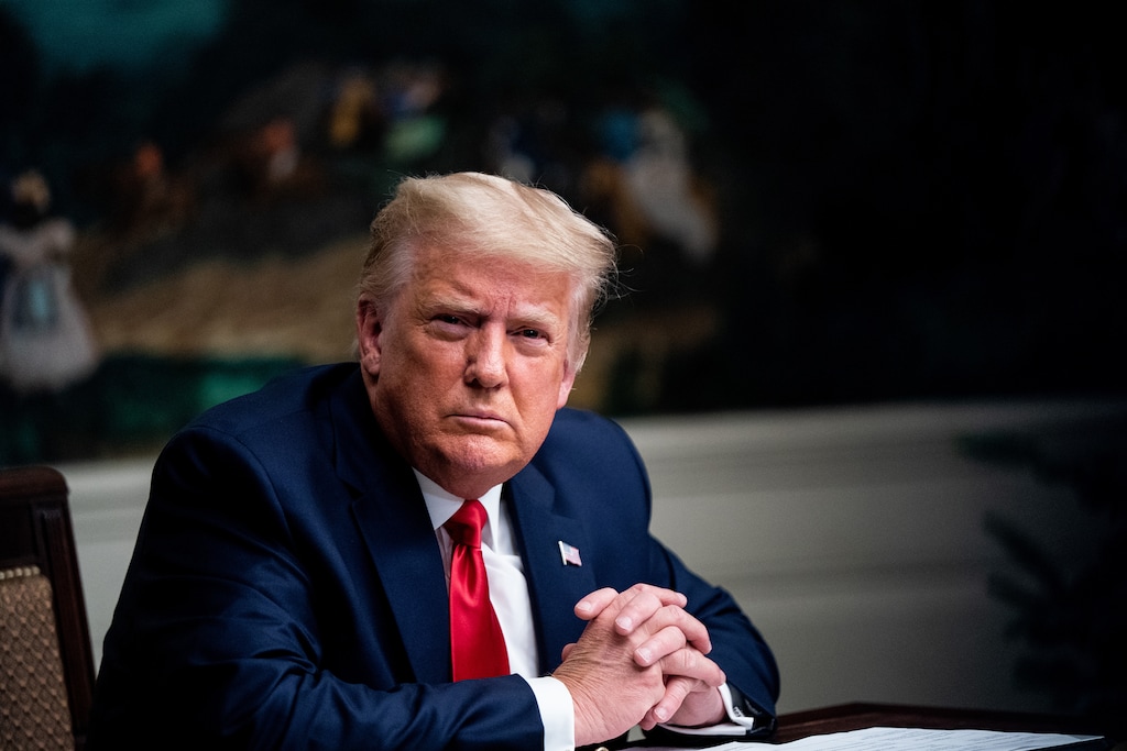 (Erin Schaff | The New York Times) President Donald Trump speaks to reporters in the Diplomatic Reception Room of the White House in Washington, on Thanksgiving, Nov. 26, 2020. President Trump said on Sunday that he was frustrated that law enforcement agencies had not done more to pursue his false claims of voter fraud.