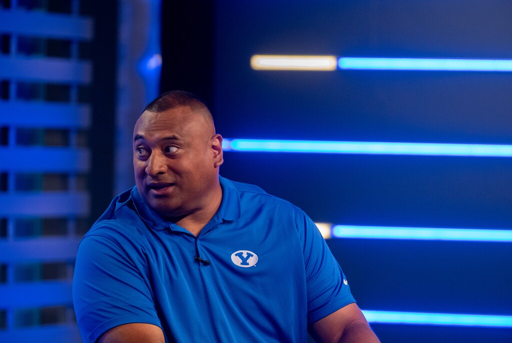 (Trent Nelson | The Salt Lake Tribune) Kalani Sitake at BYU football media day in Provo on Wednesday, June 22, 2022.